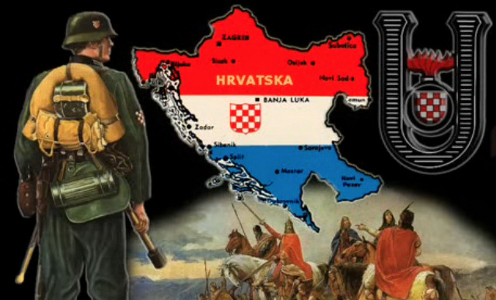 Az usztasák által megálmodott Nagy-Horvátország, amely a Drinánál is határos Szerbiával (Forrás: YouTube)