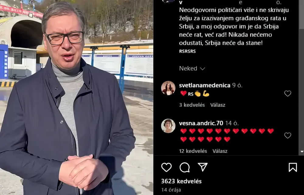 Nincs vasárnap Vučić  nélkül, a szerb elnök ezúttal az Instagramon nyaggatta a nemzetet