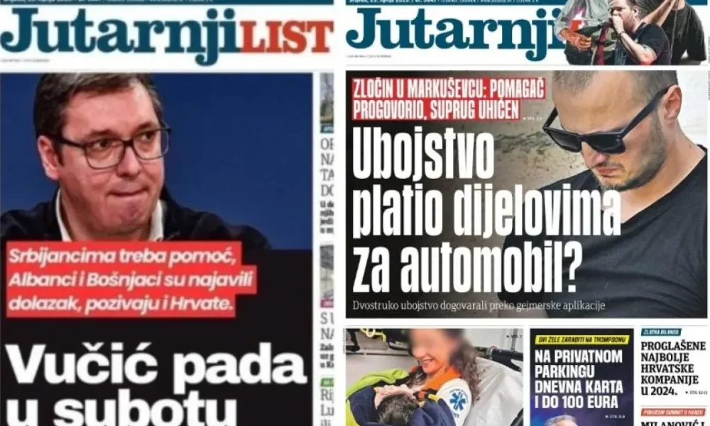 Címlaphamisítás orosz módra: egy boszniai szerb képviselő a Jutarnji list címlapját hamisította meg, Aleksandar Vučić fotóján az olvasható„ hogy Vučić szombaton bukik”