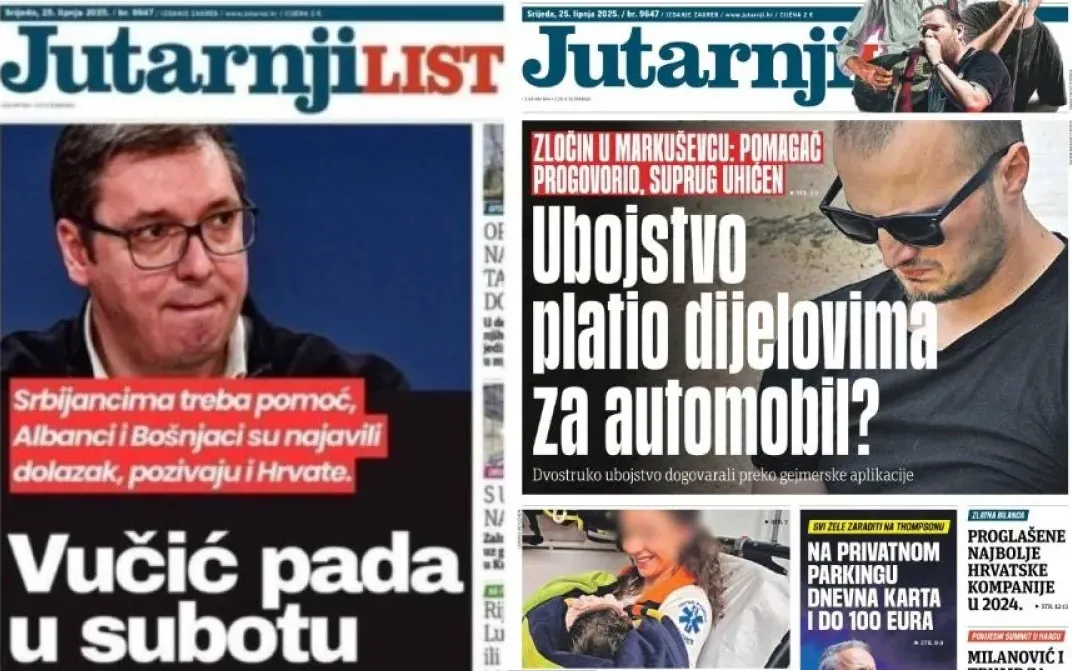 Címlaphamisítás orosz módra: egy boszniai szerb képviselő a Jutarnji list címlapját hamisította meg, Aleksandar Vučić fotóján az olvasható„ hogy Vučić szombaton bukik”