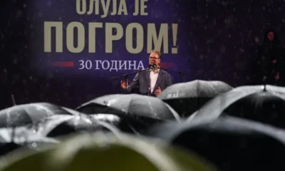 A szerb elnököt a zuhogó eső sem hűtötte le, de a Boszniából érkező Dodiokot sem