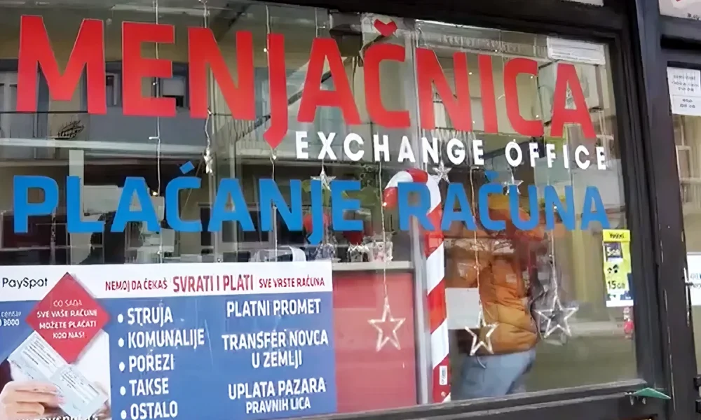 Szerbiai pénzváltó, amely más pénzügyi tranzakciókat is végez