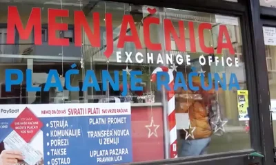 Szerbiai pénzváltó, amely más pénzügyi tranzakciókat is végez