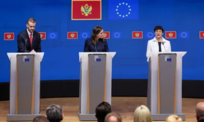 Montenegró öt csatlakozási fejezetet zárt le, a képen Milojko Spajić, Marie Bjerr, Marta Kos