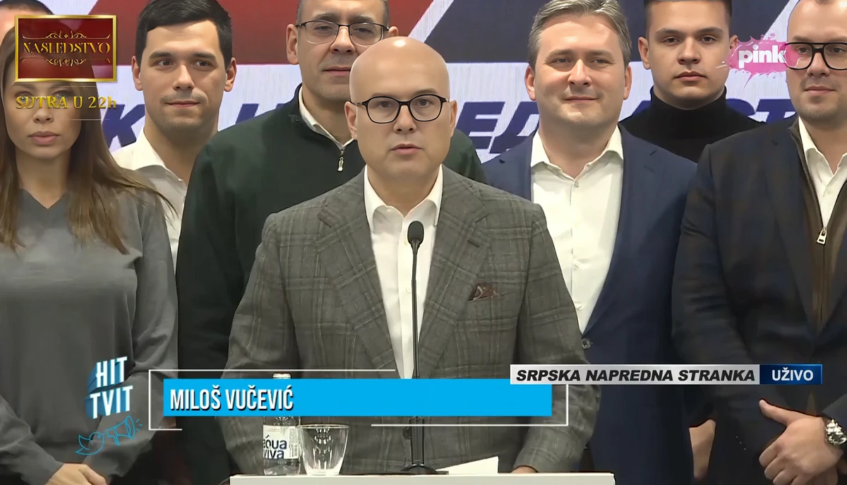 Miloš Vučević, a Szerb Haladó Párt elnöke körülbelül negyed órával az elnöki bejelentés után közölte az eredményeket az ország lakosságával