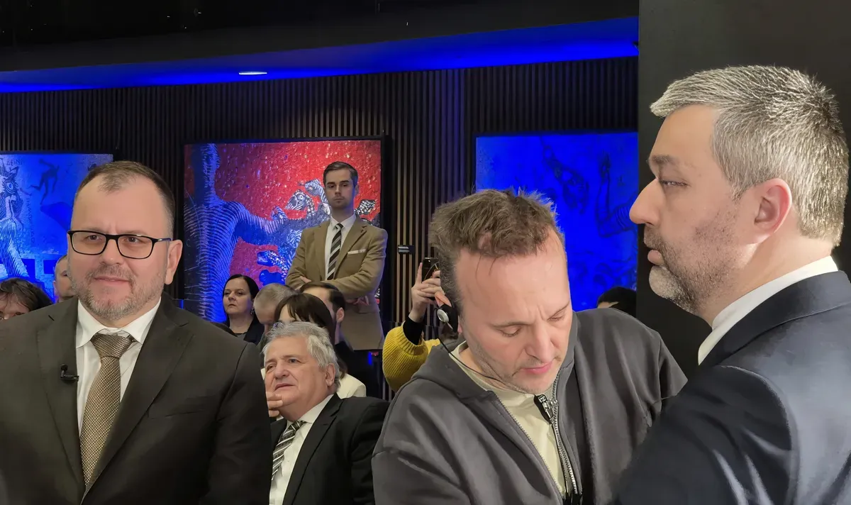 Őry Péter és Mózes Szabolcs a TA3 stúdiójában 