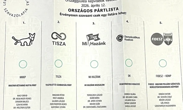 Az április 12-i választások szavazólapja, ezt használják a levélszavazatok leadásához is