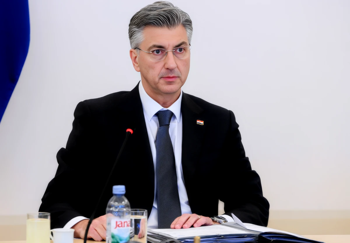 2026. április 1-jén, szerdán a Banski Dvor épületében ülésezett a Nemzetbiztonsági Tanács és a Védelmi Tanács; a két ülést Zoran Milanović köztársasági elnök és főparancsnok, valamint Andrej Plenković (a képen) miniszterelnök hívta össze.