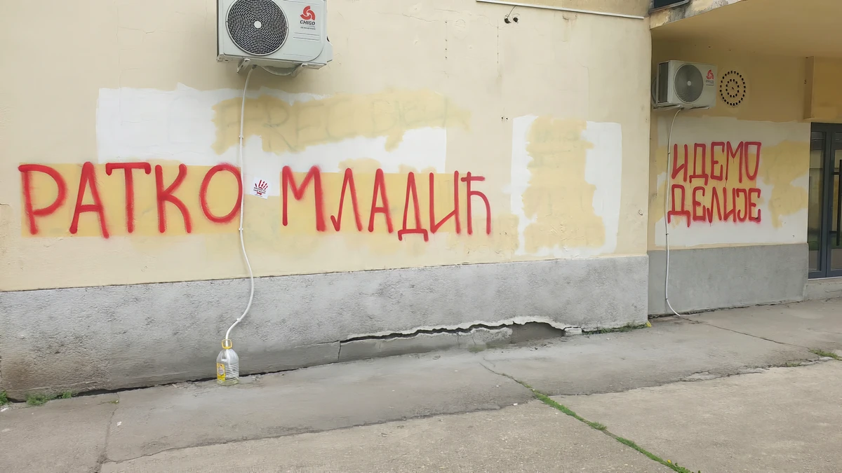 Calls for Red Star Belgrade to Be Banned from All European Competitions 5 Ratko Mladić graffiti in Bačka Topola with a marking associated with Red Star ultras, the Delije