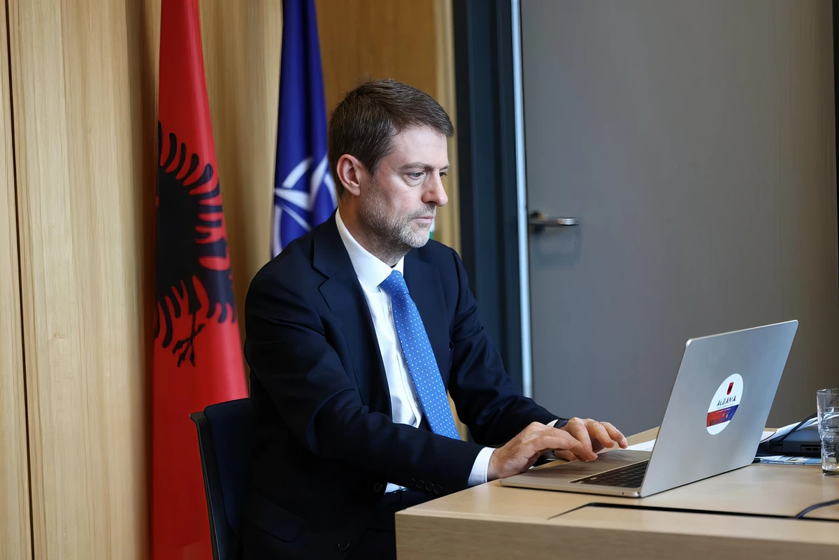 Ferrit Hoxha, Albánia európai és külügyminisztere szintén videókapcsolaton keresztül volt jelen a konferencián