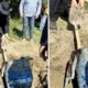 Egy holttestet rejtő hordót találtak az Inđija közelében lévő Jarkovačko tó partján. a szerb rendőrnek még a lapát is fordítva áll a kezében