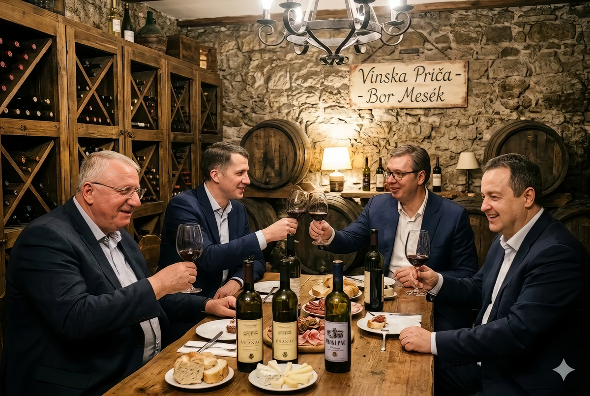 IVÓCIMBORÁK: A kép azt sugallja, hogy a kilencvenes évek háborús időszakának aktív szereplői bevették maguk közé Pásztor Bálintot is (Forrás: Facebook, VMDK, mesterséges intelligencia)