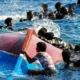 Felborult menekülthajó Lampedusa közelében 2022-ben (Forrás: Spiegel)
