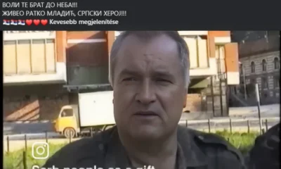 Ratko Mladić 1995. július 11-én a srebrenicai áruház elől jelentkezett be, igaz nem élő adásban. A várost szerb Srebrenicának nevezte, amelyet a szerb népnek ajánlott fel ajándékba (Forrás: Screenshot)