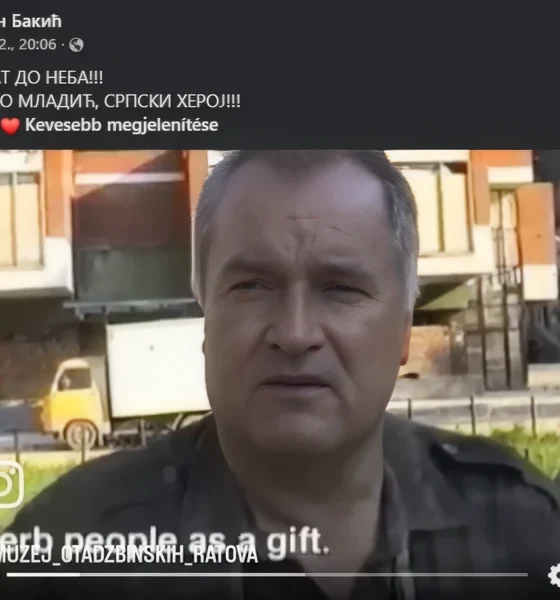 Ratko Mladić 1995. július 11-én a srebrenicai áruház elől jelentkezett be, igaz nem élő adásban. A várost szerb Srebrenicának nevezte, amelyet a szerb népnek ajánlott fel ajándékba (Forrás: Screenshot)