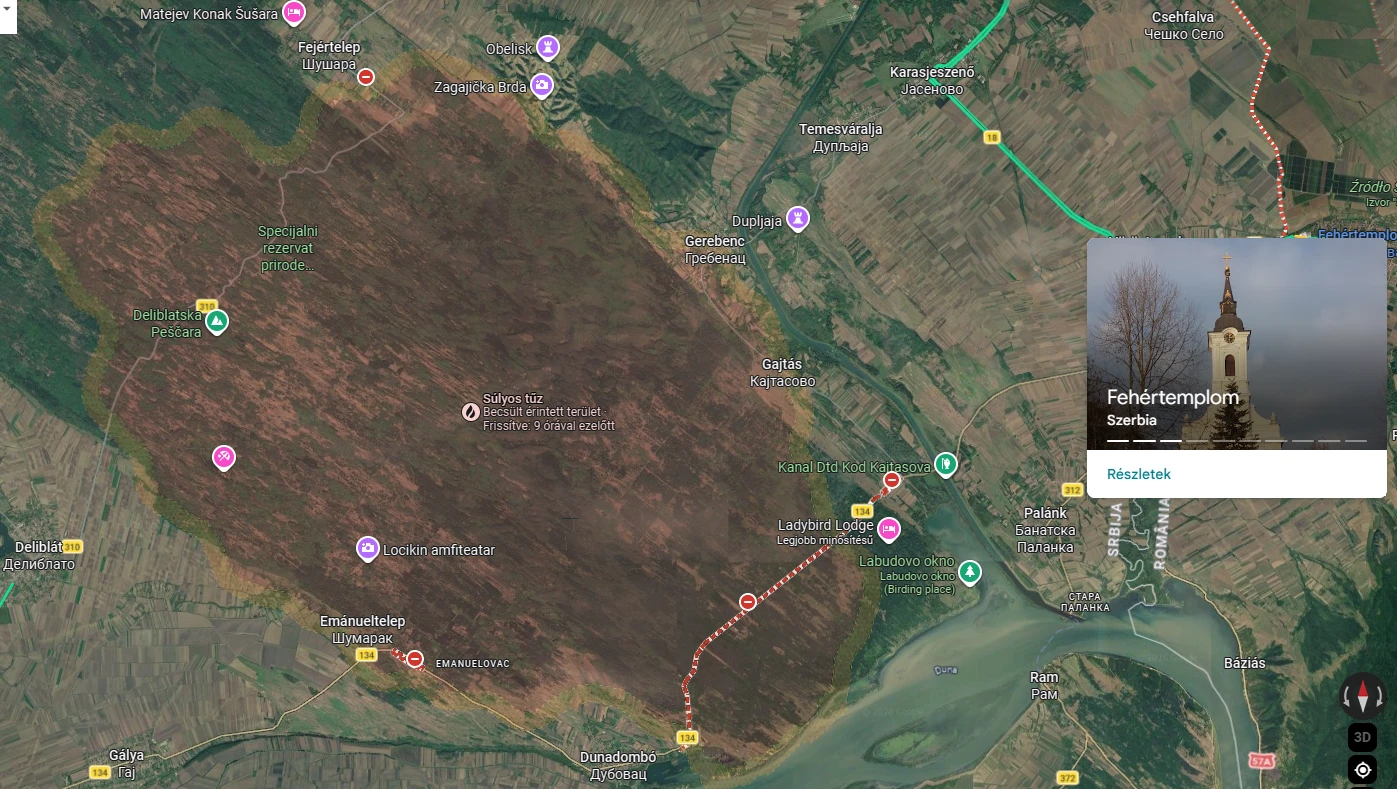 Egy hónapja ég a Delibláti-homokpuszta 4 Fehértemplomot csak jókora kerülővel lehetett megközelíteni