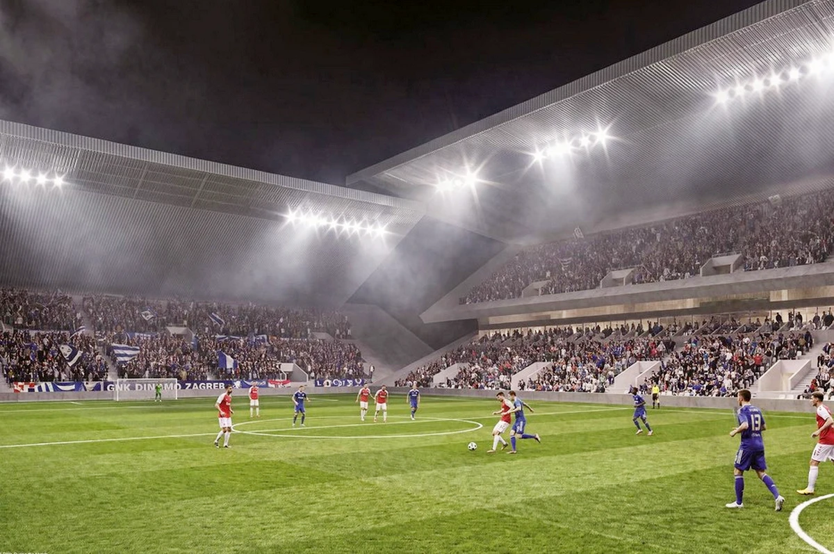 Mi ez a skatulya?! Forradalmi hangulat Zágrábban a Dinamo új stadionja miatt 2 Még így makett formájában is elég szellősnek néz ki ez a félig nyitott skatulya alakú stadion