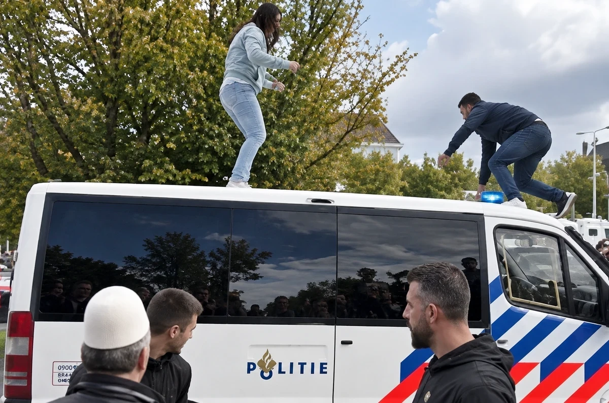 Elítélték a Koszovói Felszabadítási Hadsereg volt vezetőit 4 Az UCK vezetői ellen hozott ítéletek kihirdetését követően a Hágában összegyűlt albánok megmászták a holland rendőrautókat