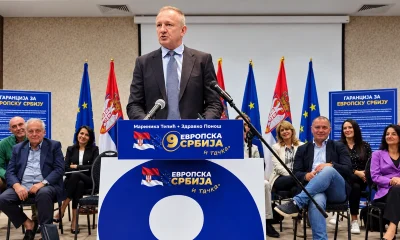 Dragan Đilas kampánybeszéde a kilences számú választási pultnál (pulpitusnál)